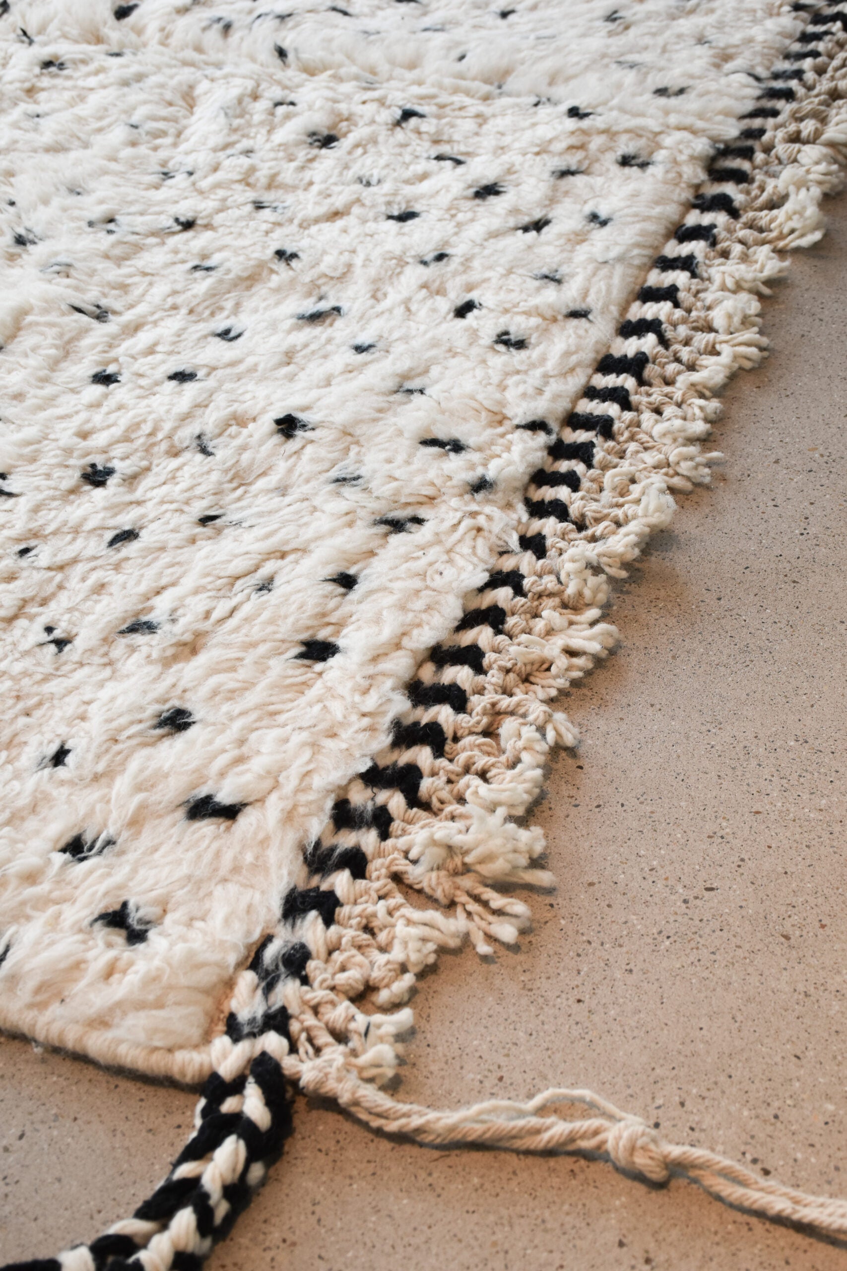 Rug Fluffy Black and White Dots