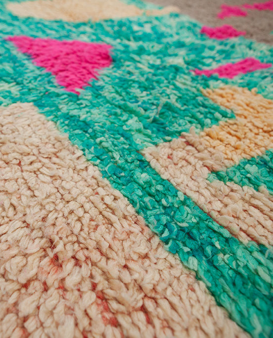 Rug Fluffy Green and Pink