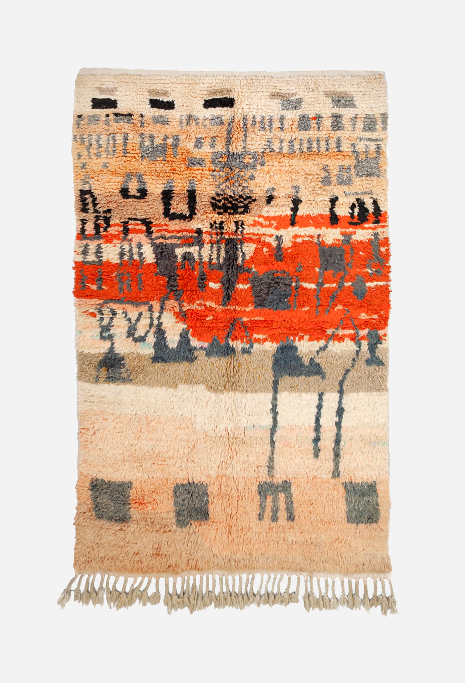 Rug Fluffy Red and Beige